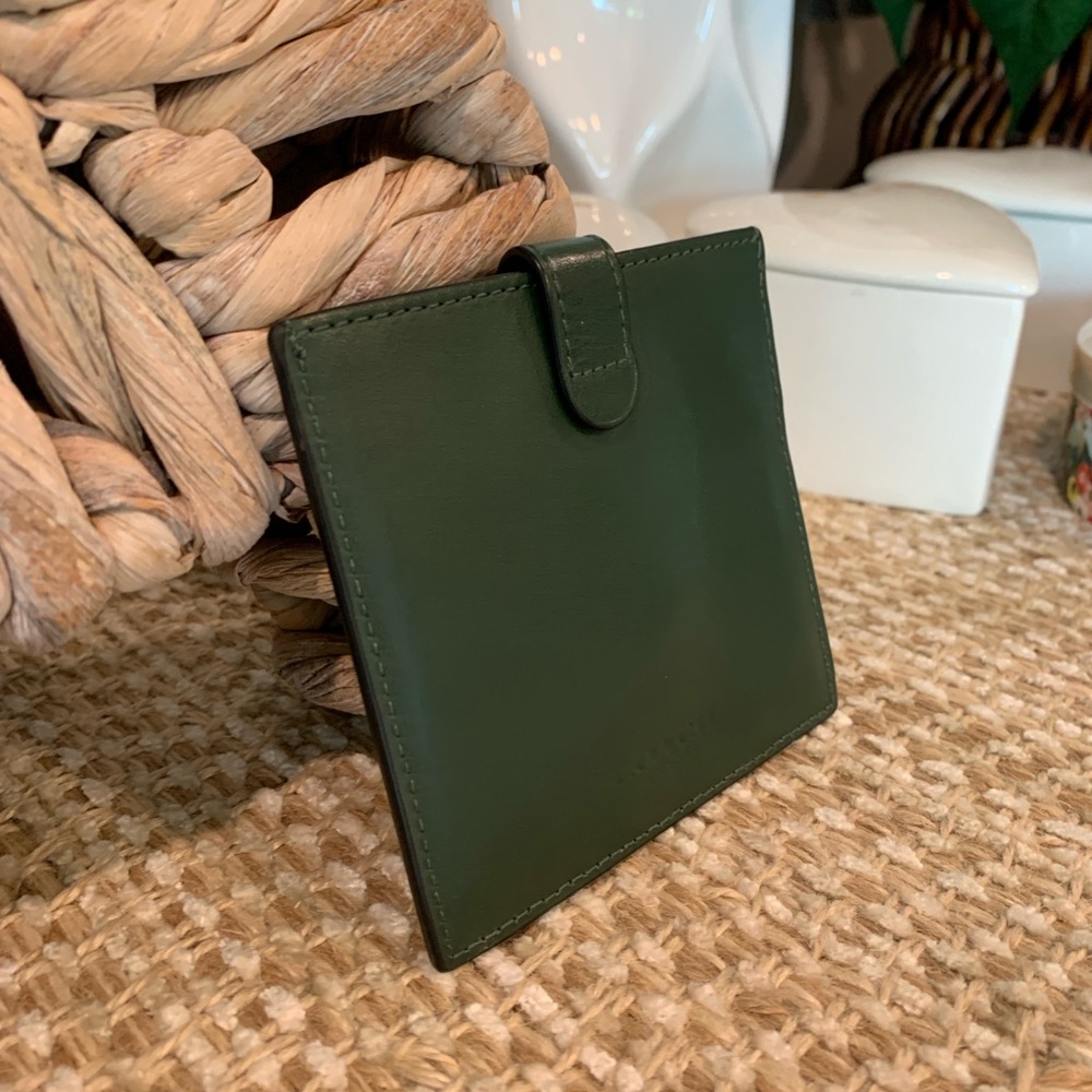 Coach Green Leather Card Holder with Snap Strap - Picture 9 of 12